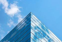 Close up of a modern glass building