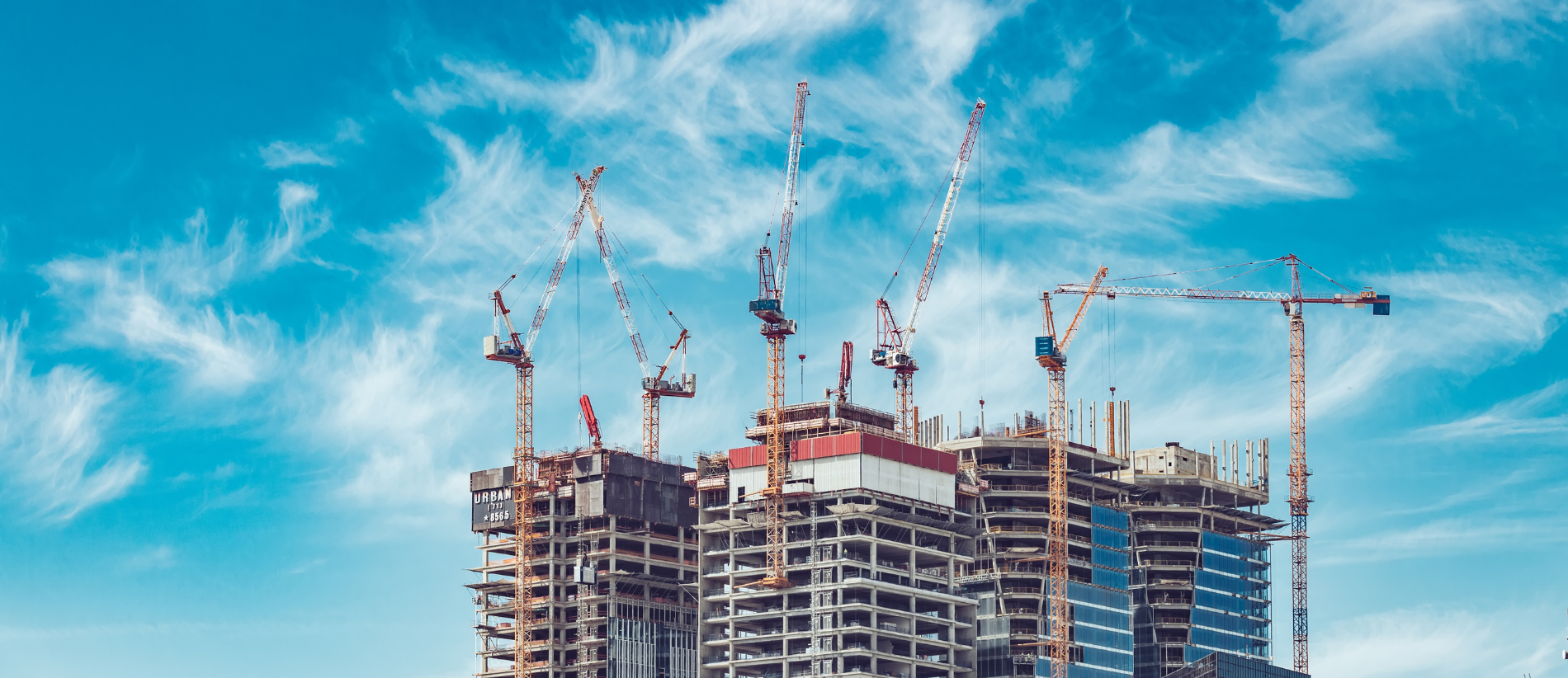 Construction site against blue sky