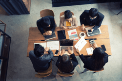 Top view business people teamwork meeting design ideas collaboration at meeting room