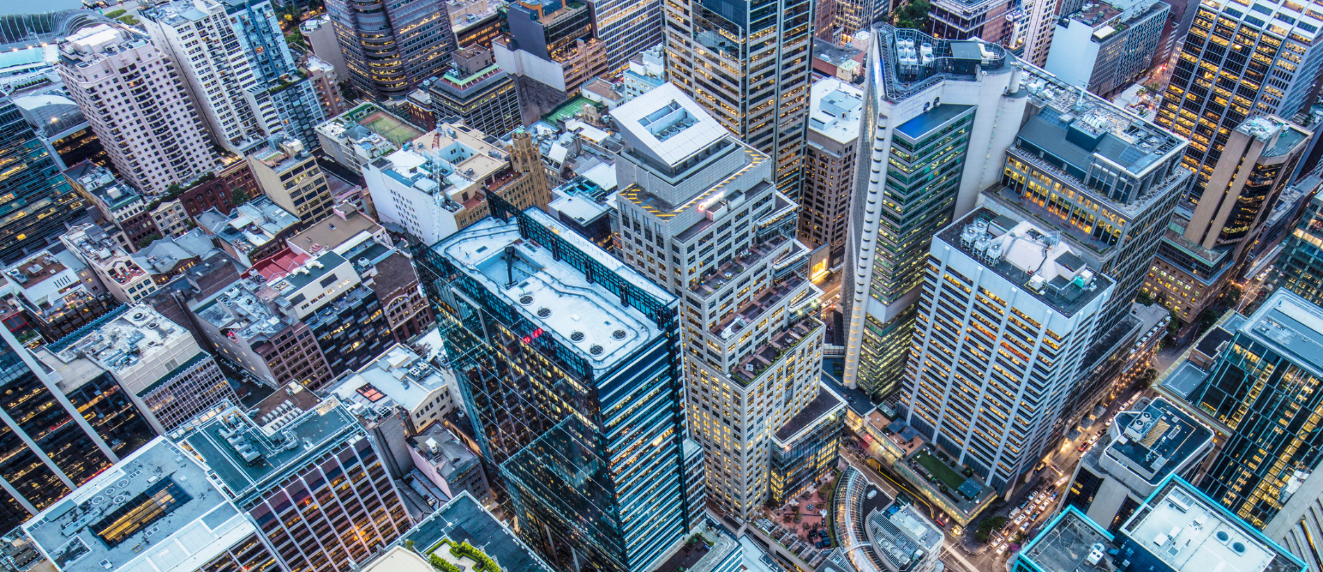 Downtown Sydney at dusk