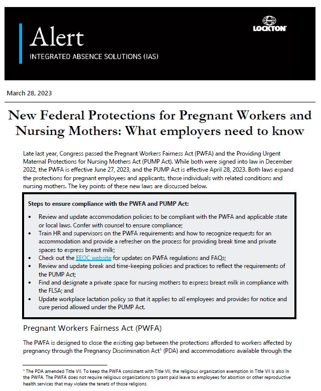 What does Pregnant Workers Fairness Act mean for federal employees?