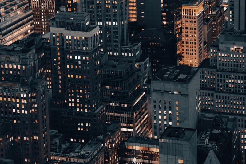 Cinematic look, city nightscape skyline. New York City - Gotham