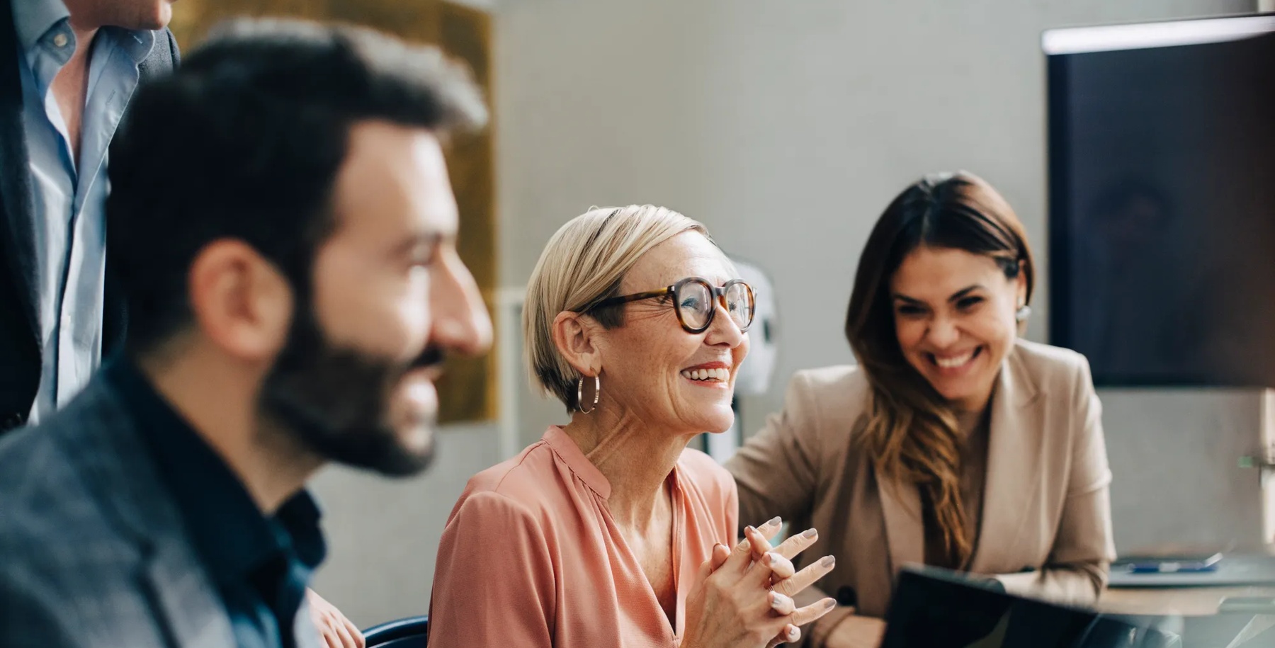 Employees smiling