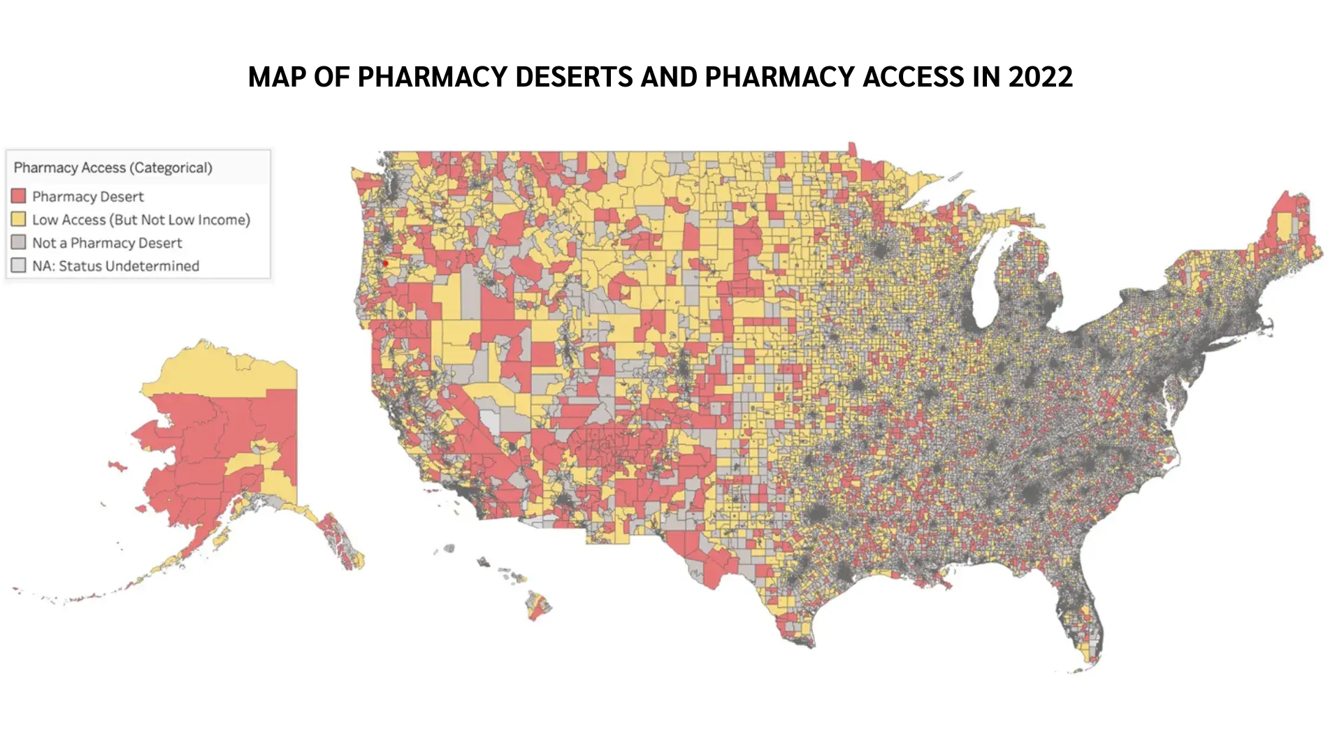 MAP OF PHARMACY DESERTS AND PHARMACY ACCESS IN 2022 
