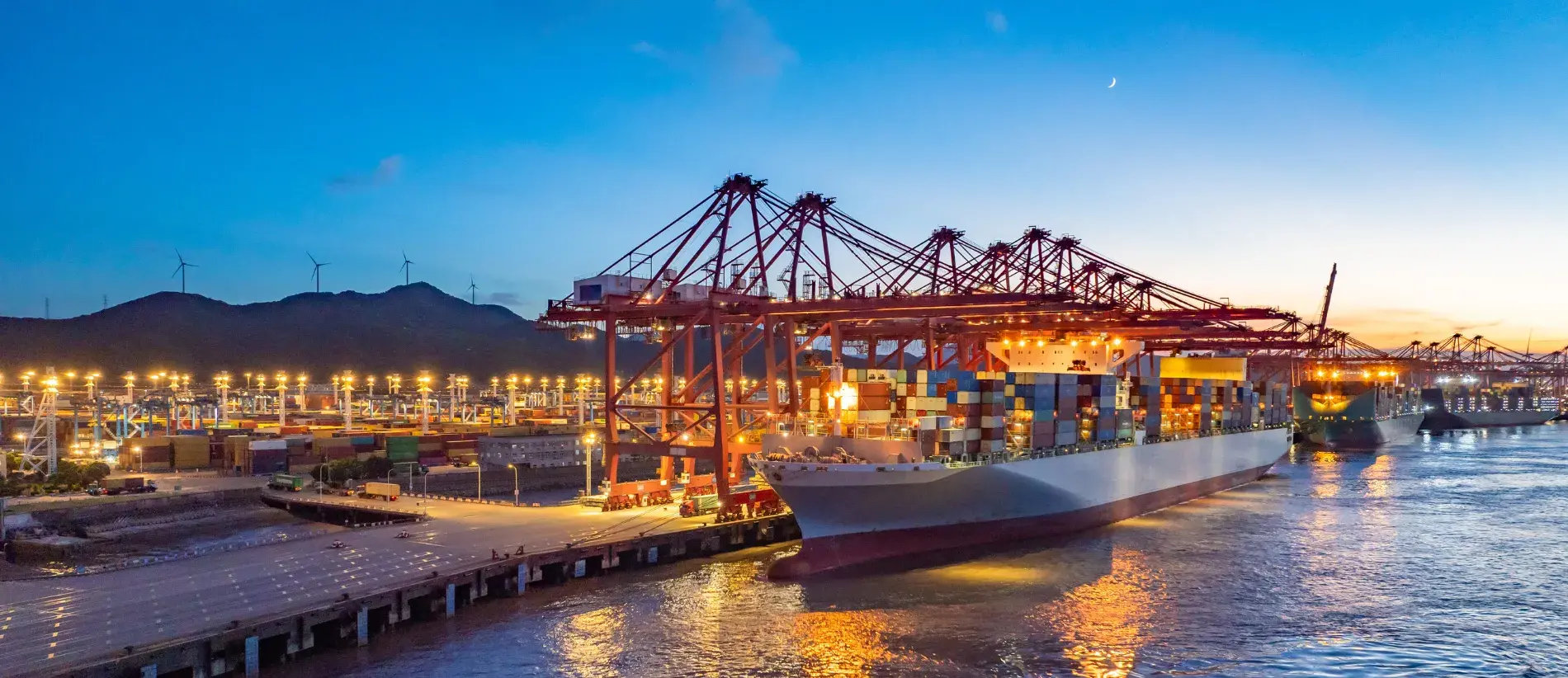 dock-port-bridge-cargo-night-lights