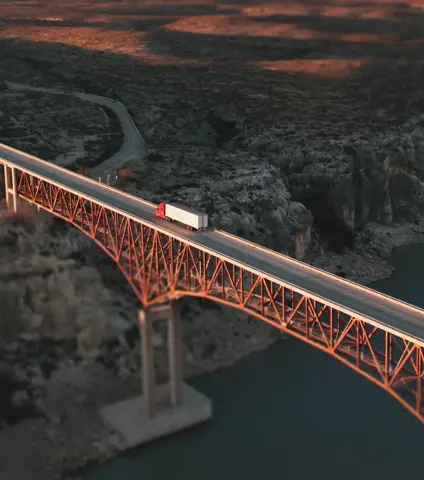 Aerial shot of route 90 on the Pecos River Bridge across the Pecos River near Del Rio, Texas.
