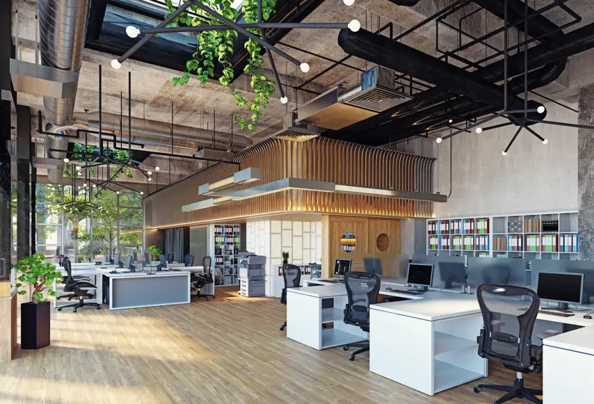 modern  office interior, 3d rendering business concept design