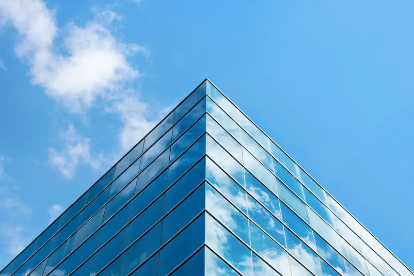 Close up of a modern glass building