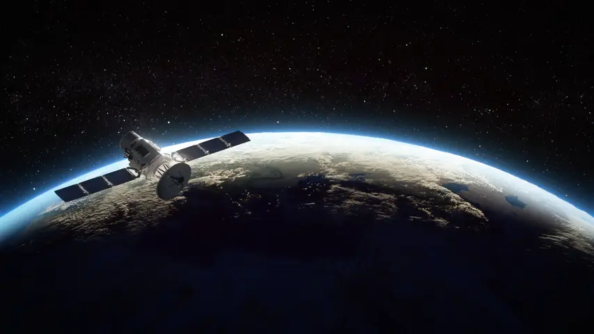 Photorealistic 3d illustration of a satellite orbiting the Earth..World map texture credits to NASA: https://visibleearth.nasa.gov/images/74218