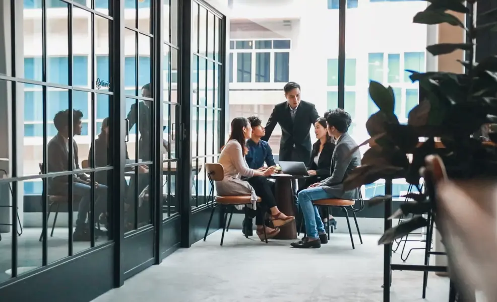 Asian business meeting scene in co-working space
