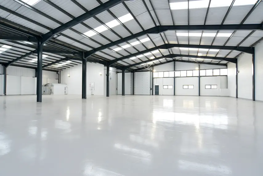 empty warehouse unit with shiny floor