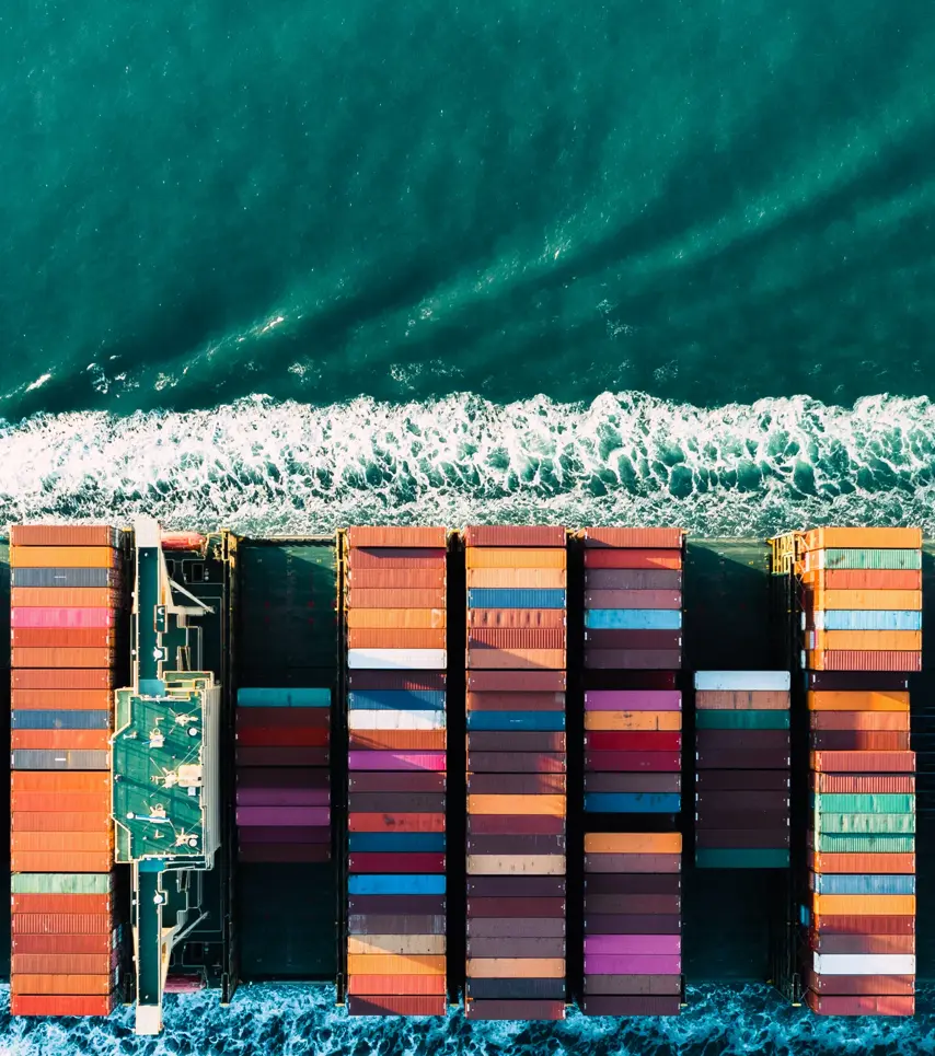Colourful containers on a cargo ship