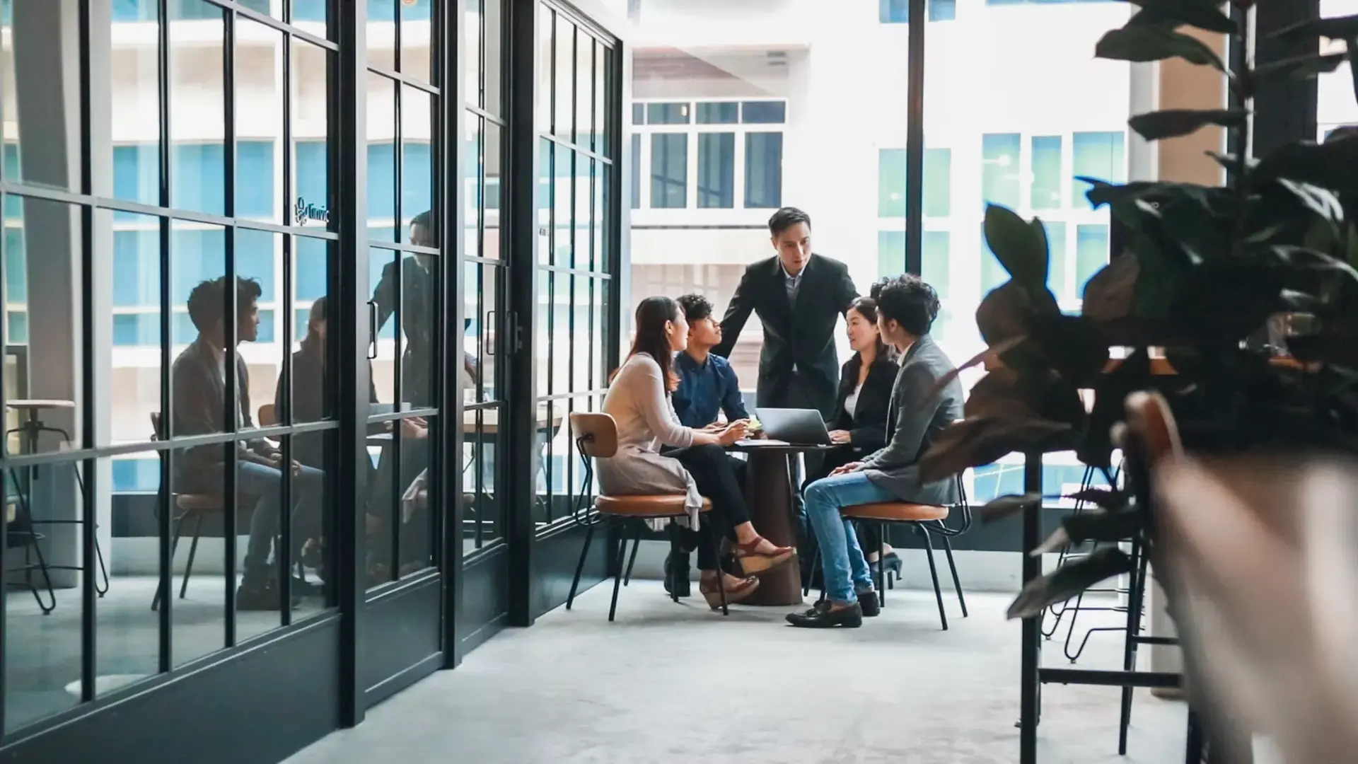 Asian business meeting scene in co-working space